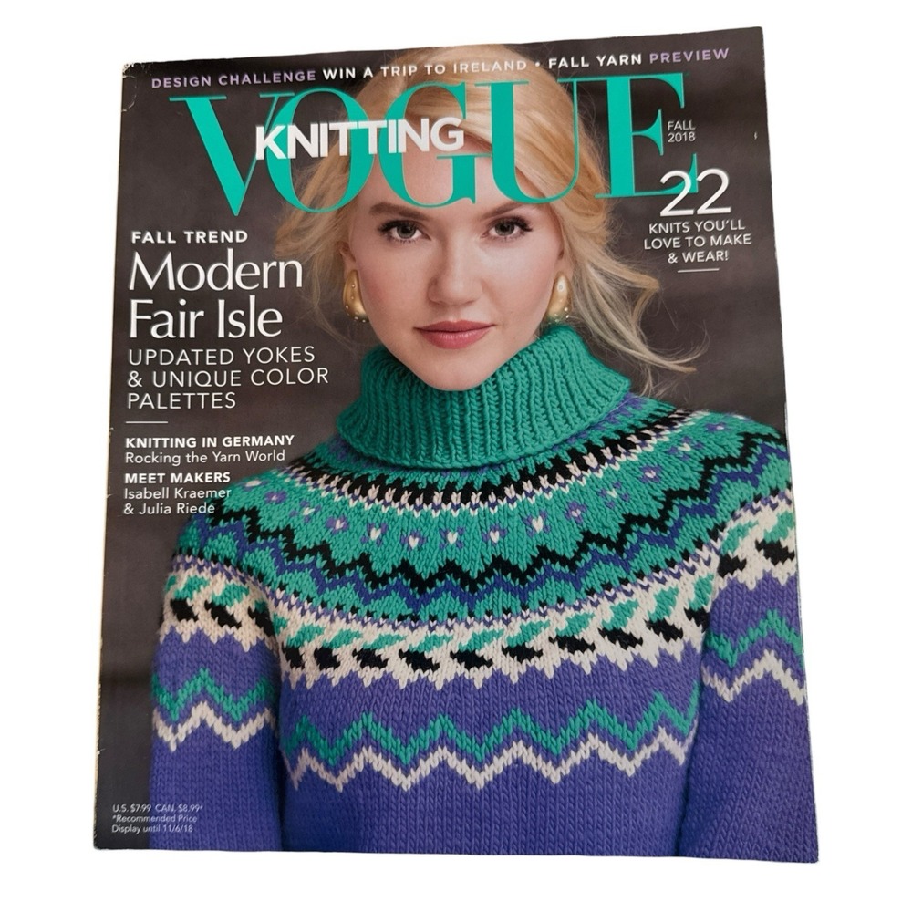 Vogue Knitting Magazine Fall 2018 Modern Fair Isle  Knitting Patterns Crafts